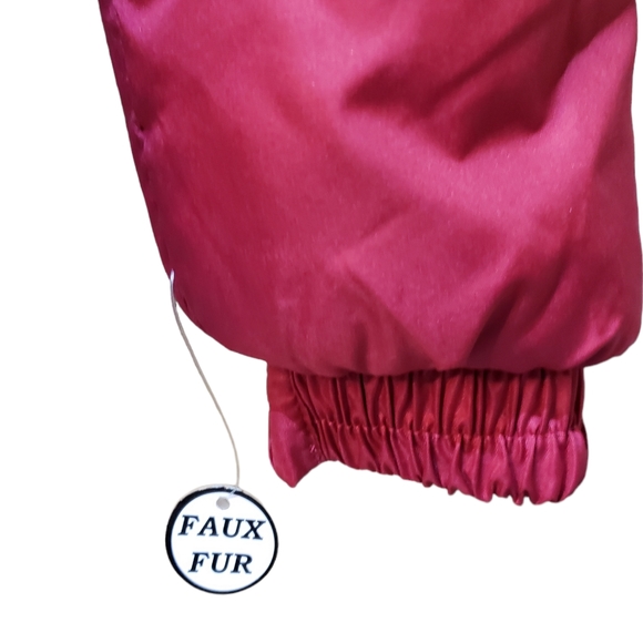 Girls Maralyn & Me Puffer Coat Size X-Small Pink Hood Faux Fur Trim - Picture 4 of 13